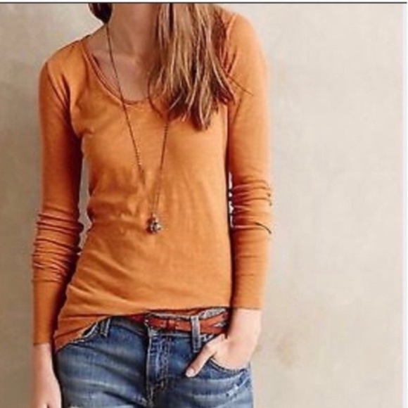 Anthropologie Tops - Anthropologie Pure + Good Orange Thermal Top